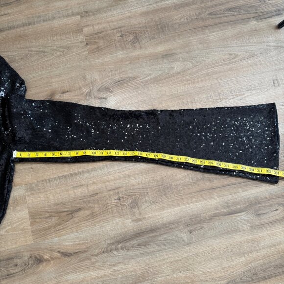 Commando Black Sequin Flared Leggings Pants High Rise Glam NYE Party M - Picture 6 of 7